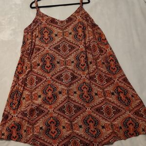 Bohemian Orange and Black Patterned Dress
